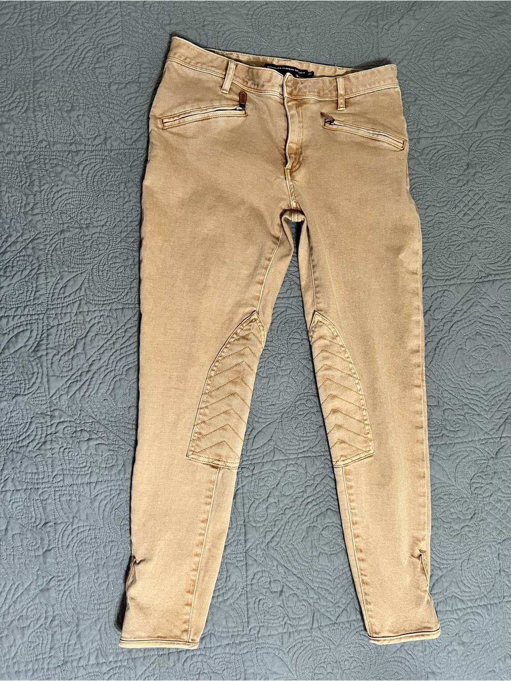 Ralph Lauren Sport Tan Jodhpur Riding Pants Quilted Knee Patch 29